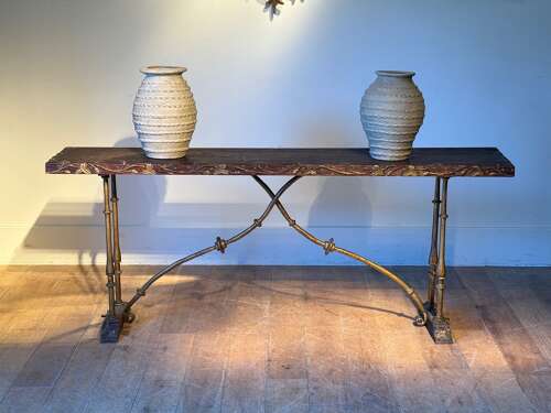 C1930 An Elegant Spanish Gilt Iron & Parcel Gilt Console Table