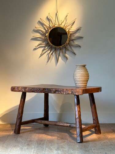 C1950/60 A French Brutalist Burr Elm Table / Desk / Console