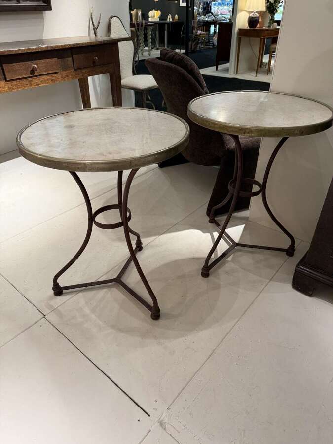 C1880 A Rare Pair of French Garden Marble Top Tables