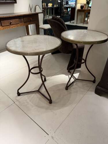 C1880 A Rare Pair of French Garden Marble Top Tables
