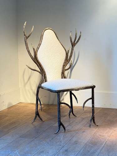 C1960/70 A Pair of French Iron Faux Antler Armchairs