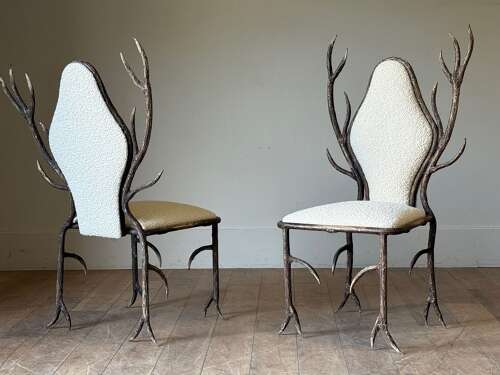 C1960/70 A Pair of French Iron Faux Antler Armchairs