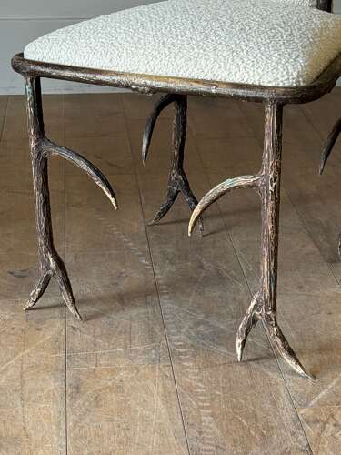 C1960/70 A Pair of French Iron Faux Antler Armchairs