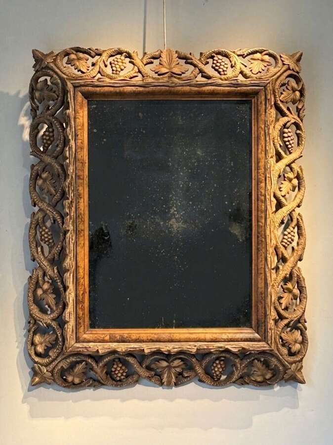 C1870 A French Oak Faux Bois Grapes & Vine Leaves Mirror