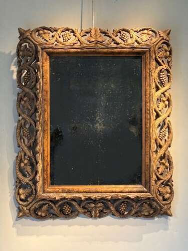 C1870 A French Oak Faux Bois Grapes & Vine Leaves Mirror