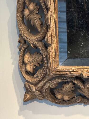 C1870 A French Oak Faux Bois Grapes & Vine Leaves Mirror