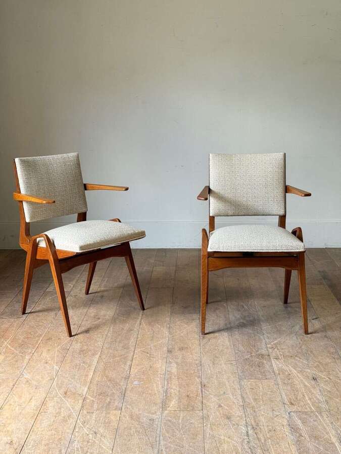 C1950 A Pair of French Oak Armchairs attrib Maurice Pre