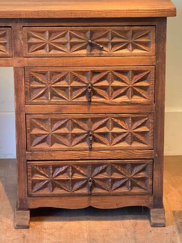 C1950 A Spanish Textured Pine Geometric Desk