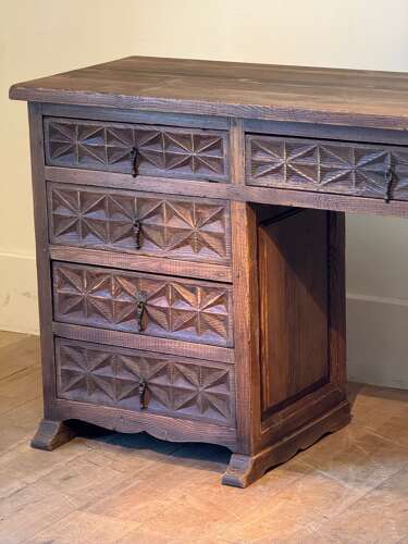 C1950 A Spanish Textured Pine Geometric Desk