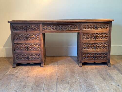 C1950 A Spanish Textured Pine Geometric Desk