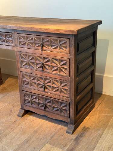C1950 A Spanish Textured Pine Geometric Desk