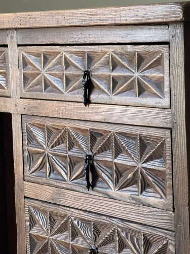 C1950 A Spanish Textured Pine Geometric Desk