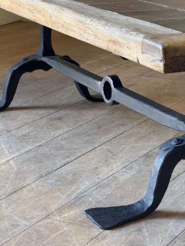 C1950 Ateliers de Marolles French Iron & Tile Coffee Table