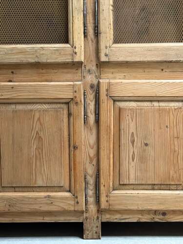 C1880 A Stylish French 4 Door Pine Bookcase - Wired Door panels
