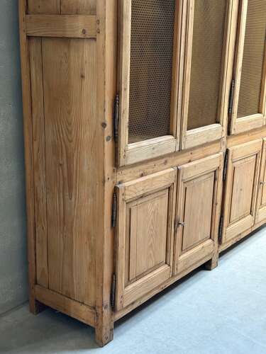 C1880 A Stylish French 4 Door Pine Bookcase - Wired Door panels