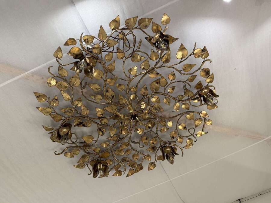 C1960 A Spanish Gilt Iron Twig Ceiling Light