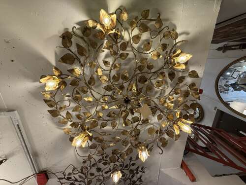 C1960 A Spanish Gilt Iron Twig Ceiling Light