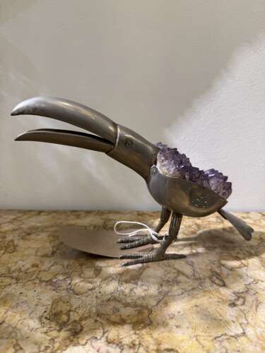 C1950 A Silver Plated Amethyst Toucan By Gerson