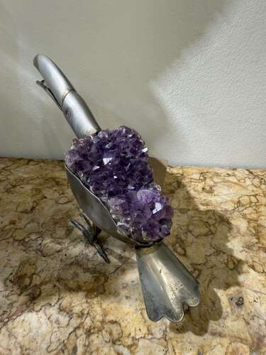 C1950 A Silver Plated Amethyst Toucan By Gerson