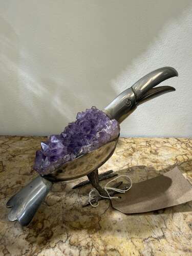 C1950 A Silver Plated Amethyst Toucan By Gerson