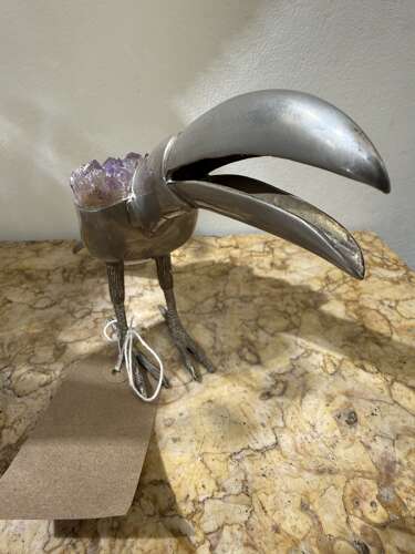 C1950 A Silver Plated Amethyst Toucan By Gerson