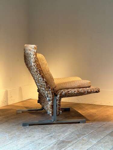 C1960/70 A Stylish Pair of Italian Steel & Woven Wool Easy Chairs