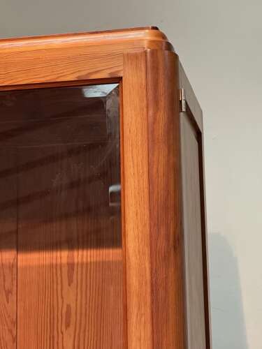 C1930 A French Oregan Pine Bookcase with Bevelled Glass Doors
