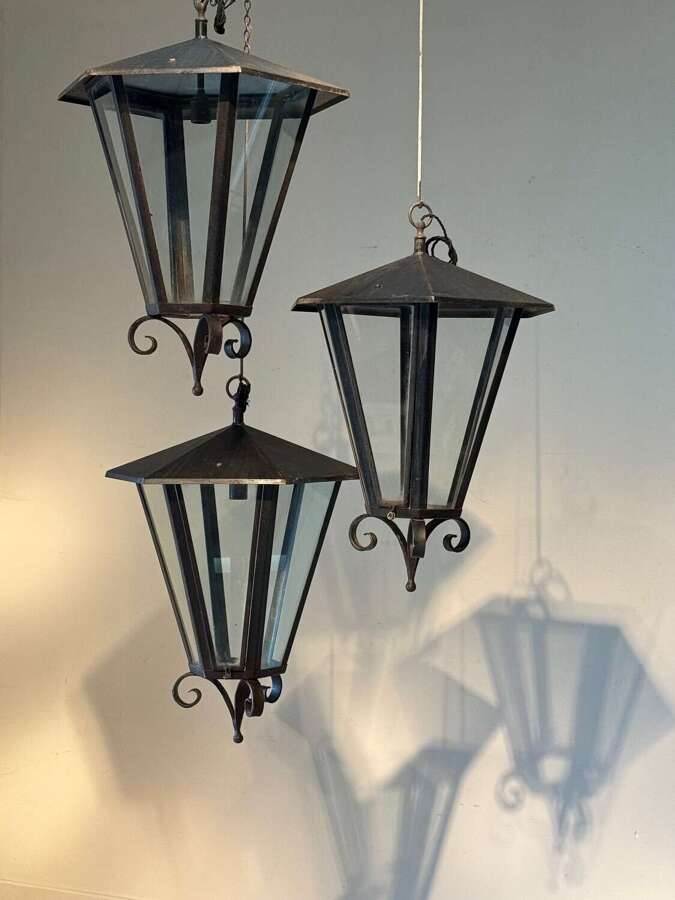 C1950 A Set of 4 Italian Steel Lanterns - Sold Separately