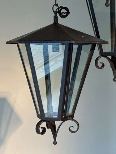 C1950 A Set of 4 Italian Steel Lanterns - Sold Separately