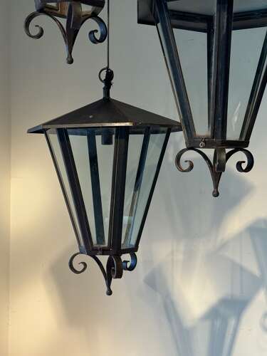 C1950 A Set of 4 Italian Steel Lanterns - Sold Separately