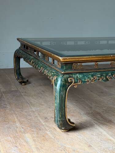 C1970 A Spanish Chinese Style Green Lacquer & Gilt Coffee Table