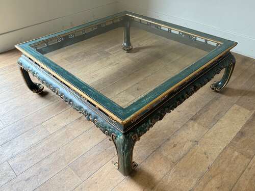 C1970 A Spanish Chinese Style Green Lacquer & Gilt Coffee Table