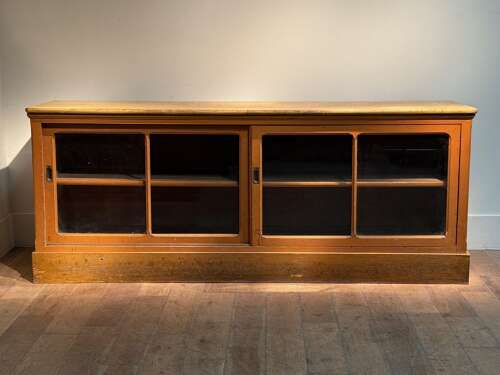 C1860 A French Pine Low Glazed Cabinet - Original Paint!