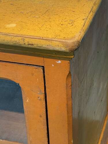 C1860 A French Pine Low Glazed Cabinet - Original Paint!