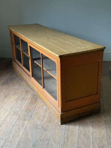 C1860 A French Pine Low Glazed Cabinet - Original Paint!