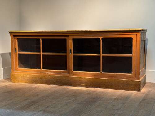 C1860 A French Pine Low Glazed Cabinet - Original Paint!