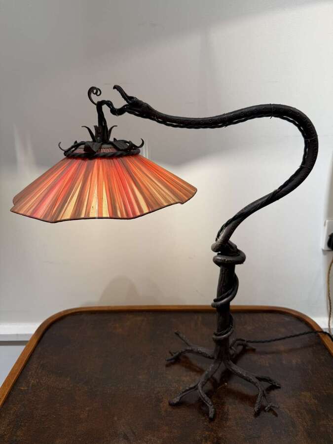 C1930 A French Iron Serpent Table Lamp