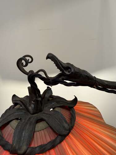 C1930 A French Iron Serpent Table Lamp
