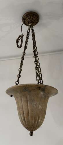 C1930 An Unusual French Alabaster Ceiling Light