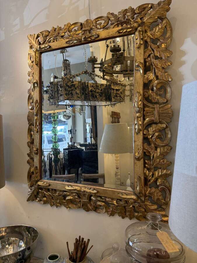 C1880 A French Carved Gilt Wood Bevelled Cushion Mirror