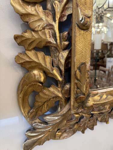 C1880 A French Carved Gilt Wood Bevelled Cushion Mirror