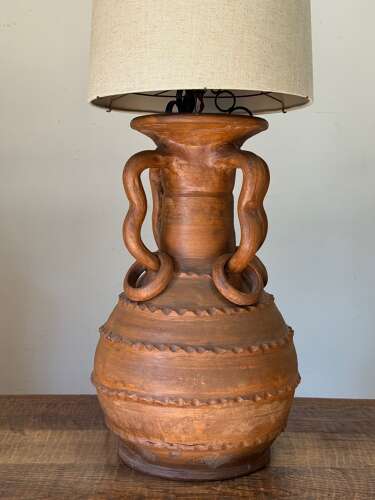 C1960 A Stylish Spanish Terracotta Vase Lamp