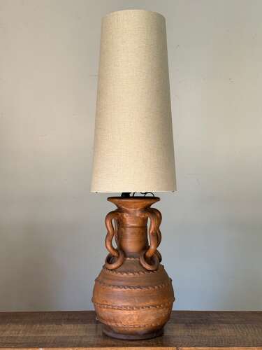 C1960 A Stylish Spanish Terracotta Vase Lamp