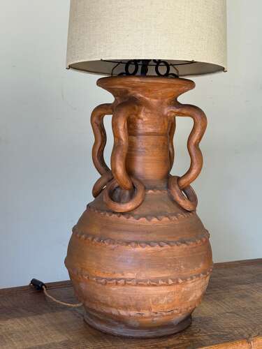 C1960 A Stylish Spanish Terracotta Vase Lamp