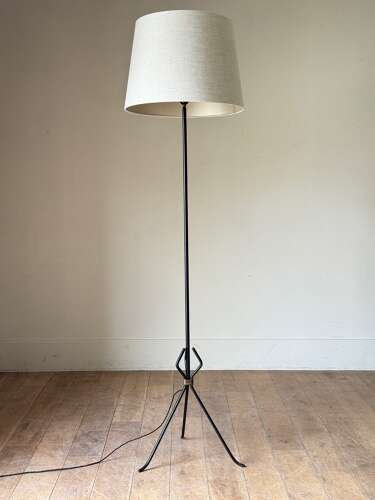 C1950 A French Iron & Brass Adnet Style Floor Lamp