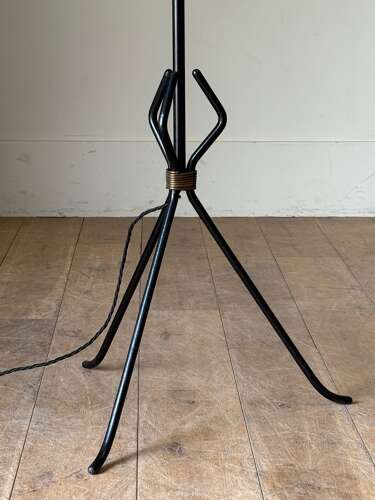 C1950 A French Iron & Brass Adnet Style Floor Lamp