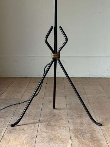 C1950 A French Iron & Brass Adnet Style Floor Lamp