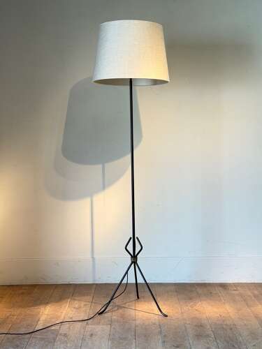 C1950 A French Iron & Brass Adnet Style Floor Lamp