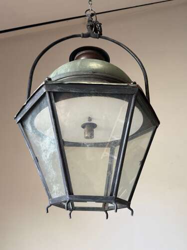 C1930 A Stylish French Copper Verdigris Lantern