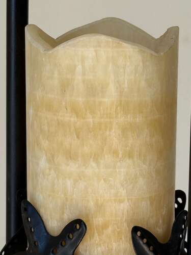 C1970 A Wonderful French Iron Floor Lamp with Alabaster Shades